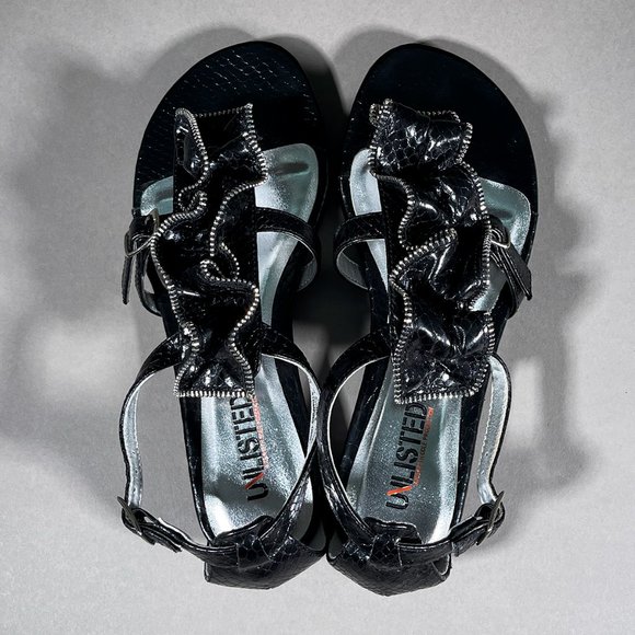 Unlisted A Kenneth Cole Production Black Grape Stomping Thong Sandals Size 6 - Picture 5 of 14